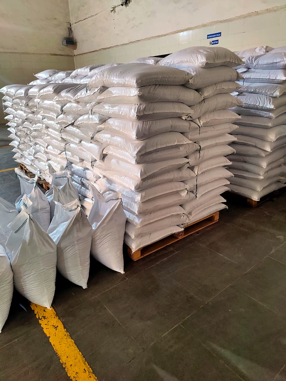 Palletized storage bags in Unjha godown